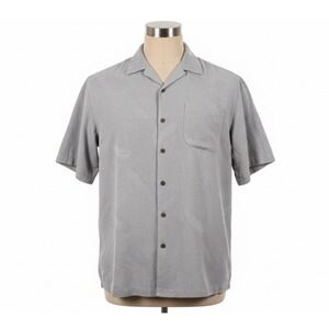 Tommy Bahama Silk Shirt Mens 2XB Gray Camp Collar Short Sleeve‎ Button Front